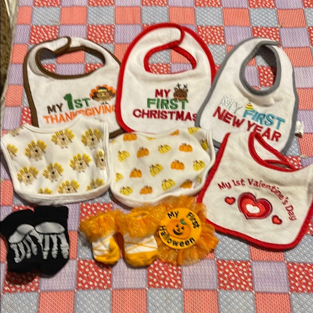 Festive Baby Bib and Sock Set